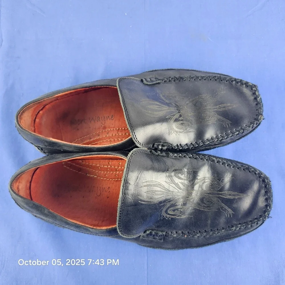 Robert Wayne Rays Men's Slip On Shoes Black Square Toe Sz‎ 8